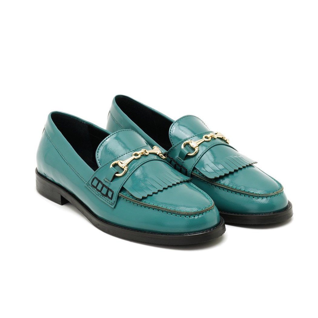 Kadın Yeşil Rugan Deri Loafer