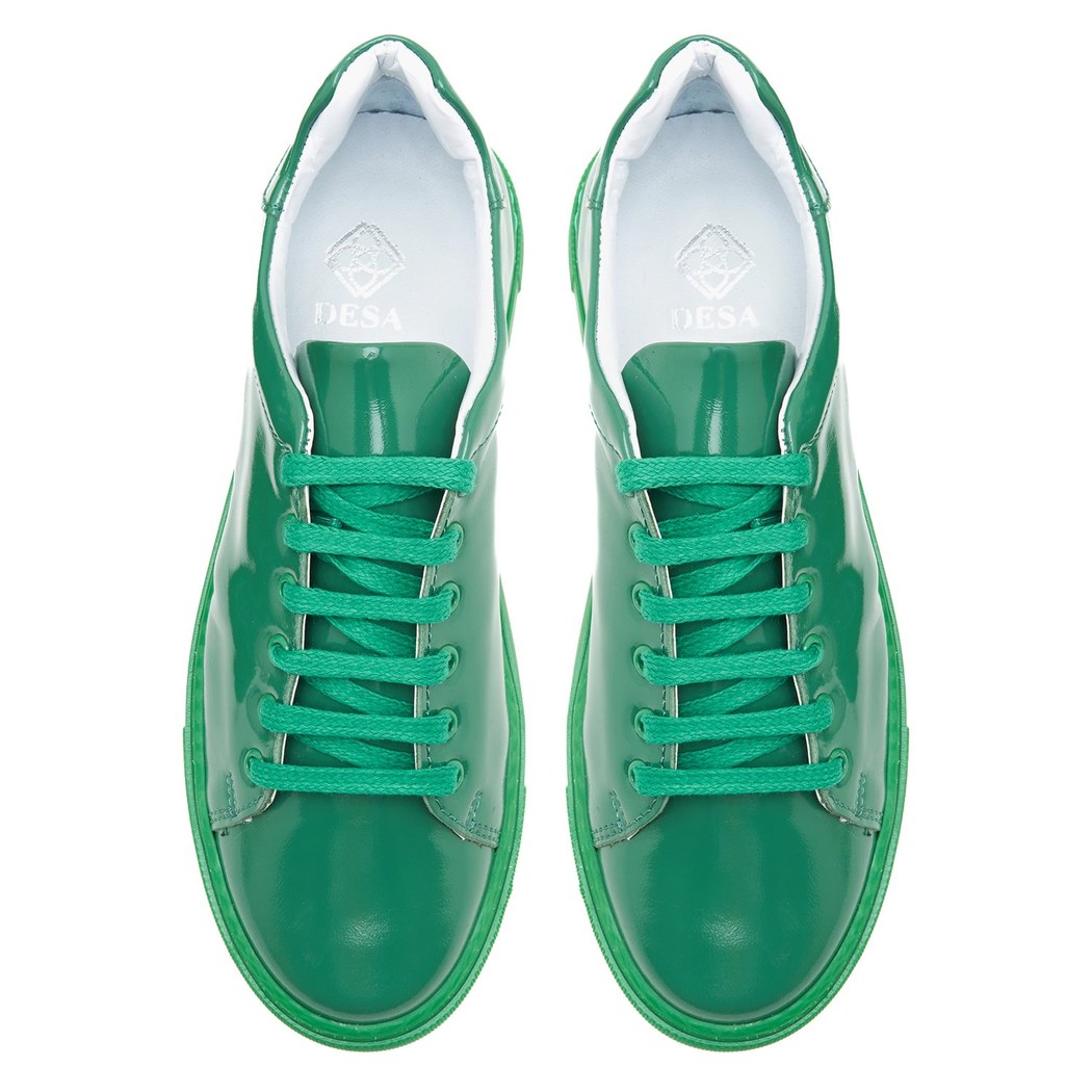 Kadın Yeşil Rugan Deri Spor Ayakkabı