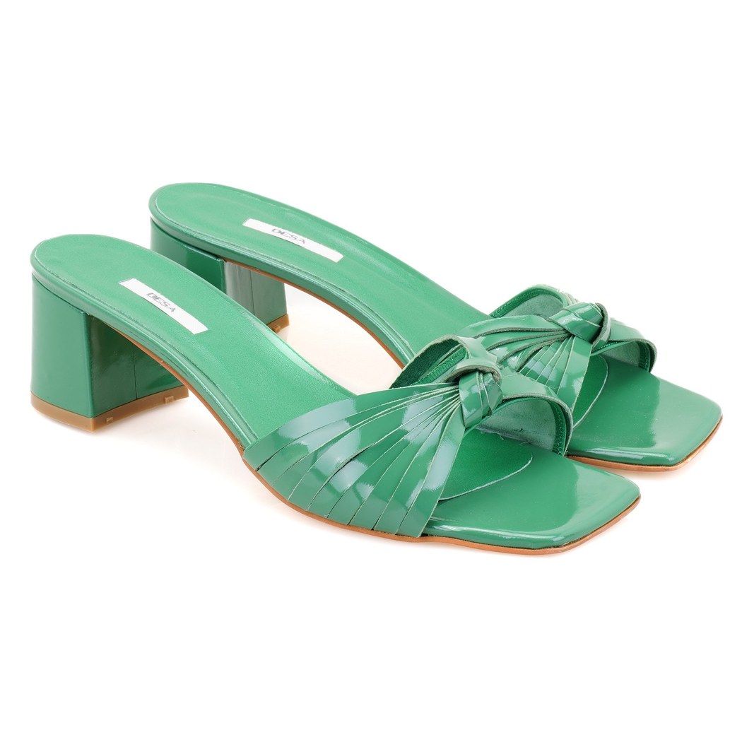 Kadın Yeşil Rugan Deri Terlik