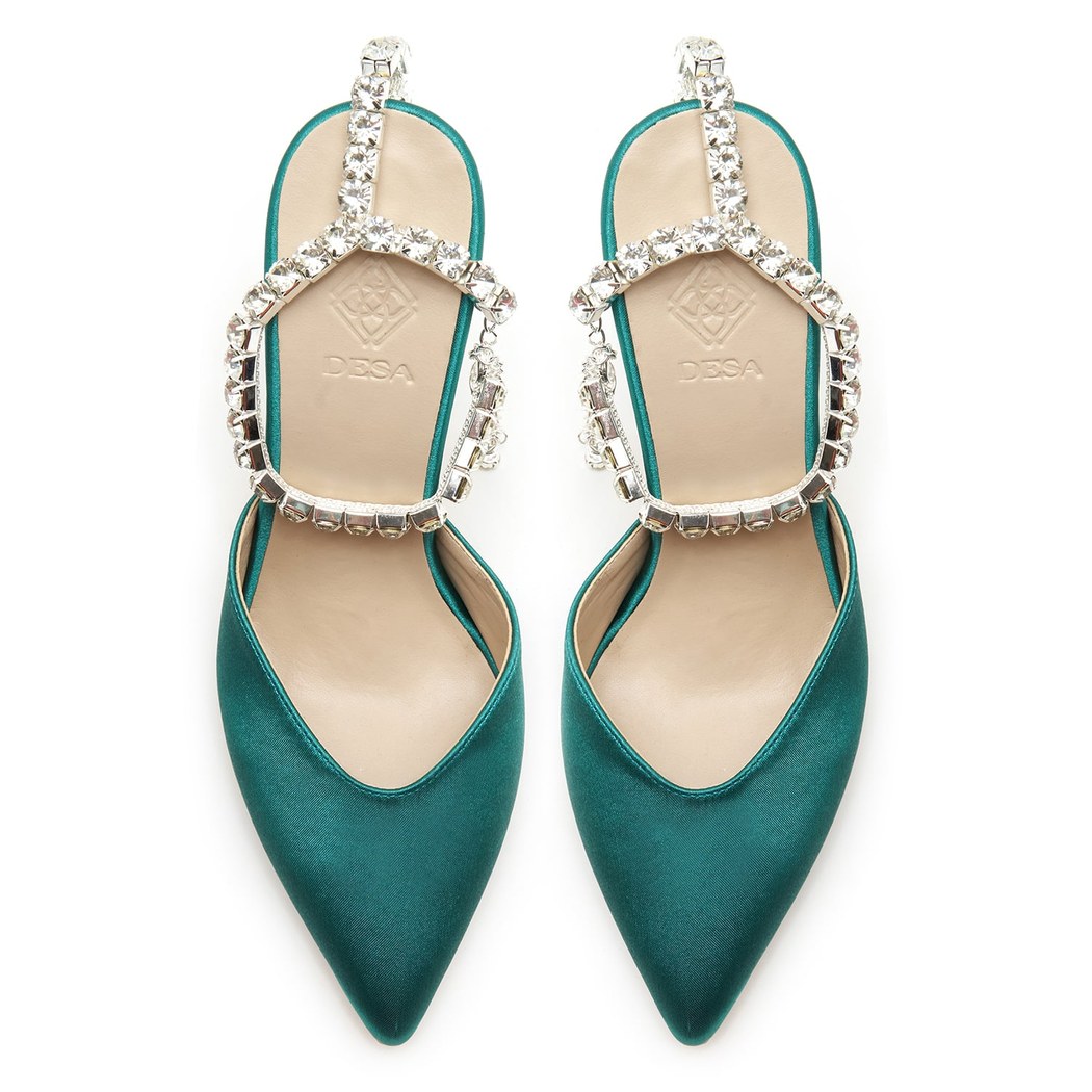 Kadın Yeşil Saten Abiye Ayakkabı