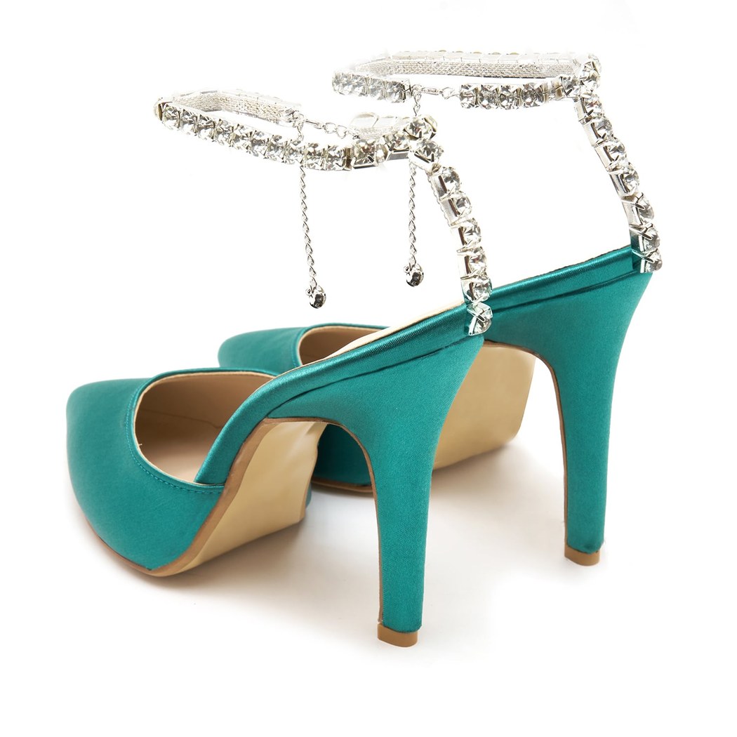 Kadın Yeşil Saten Abiye Ayakkabı