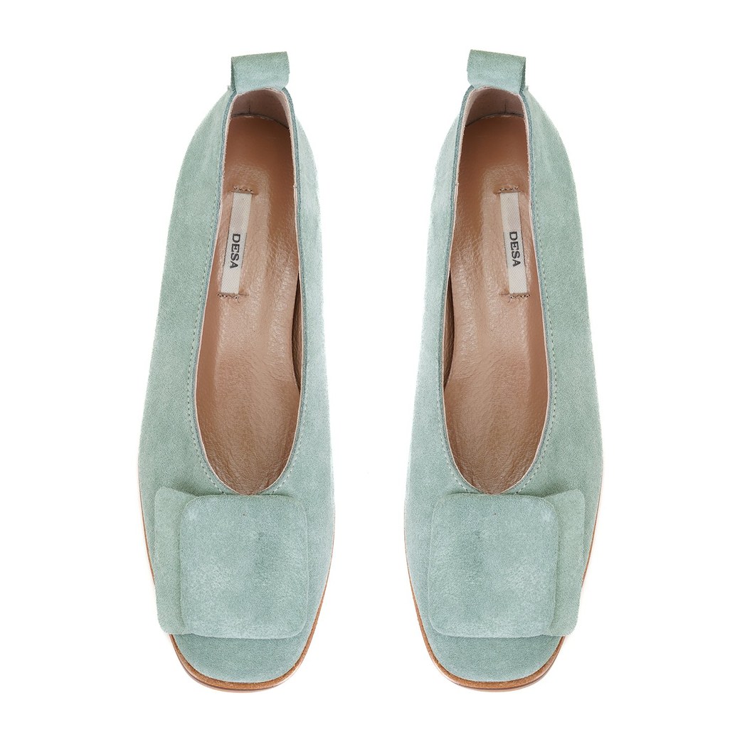 Kadın Yeşil Süet Deri Babet