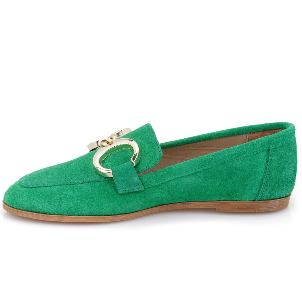 Kadın Yeşil Süet Deri Loafer