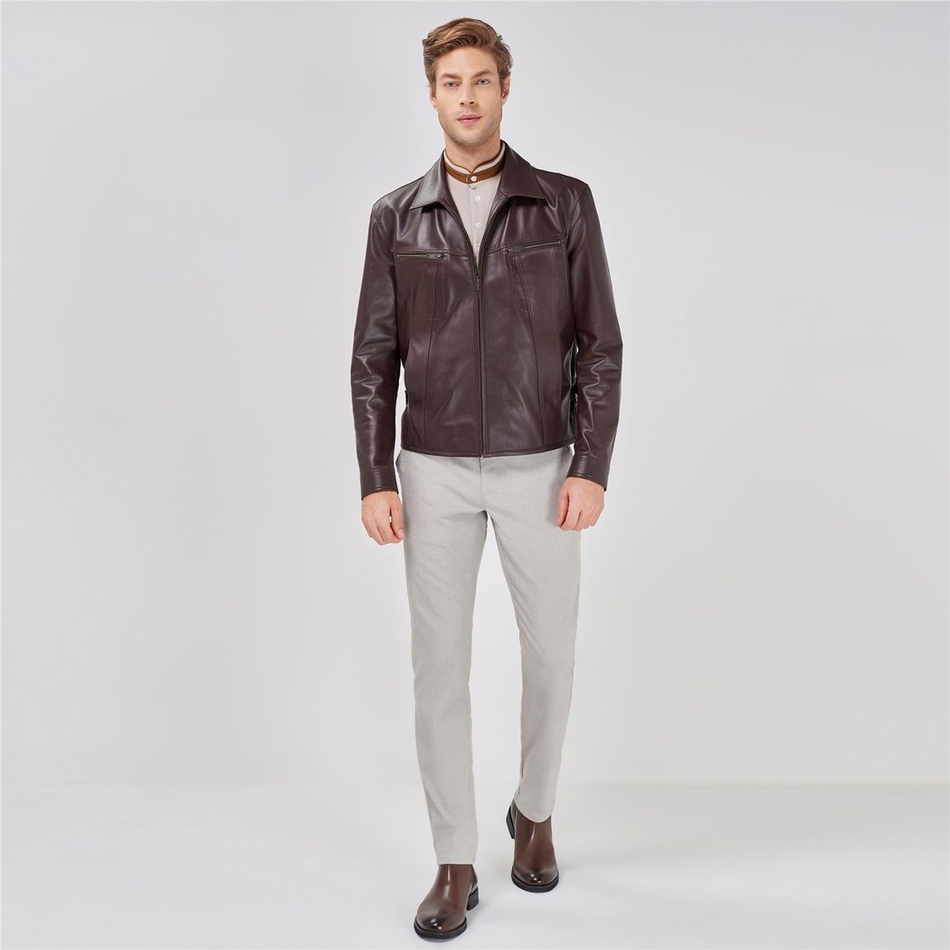 Kahve Aimone Erkek Deri Ceket