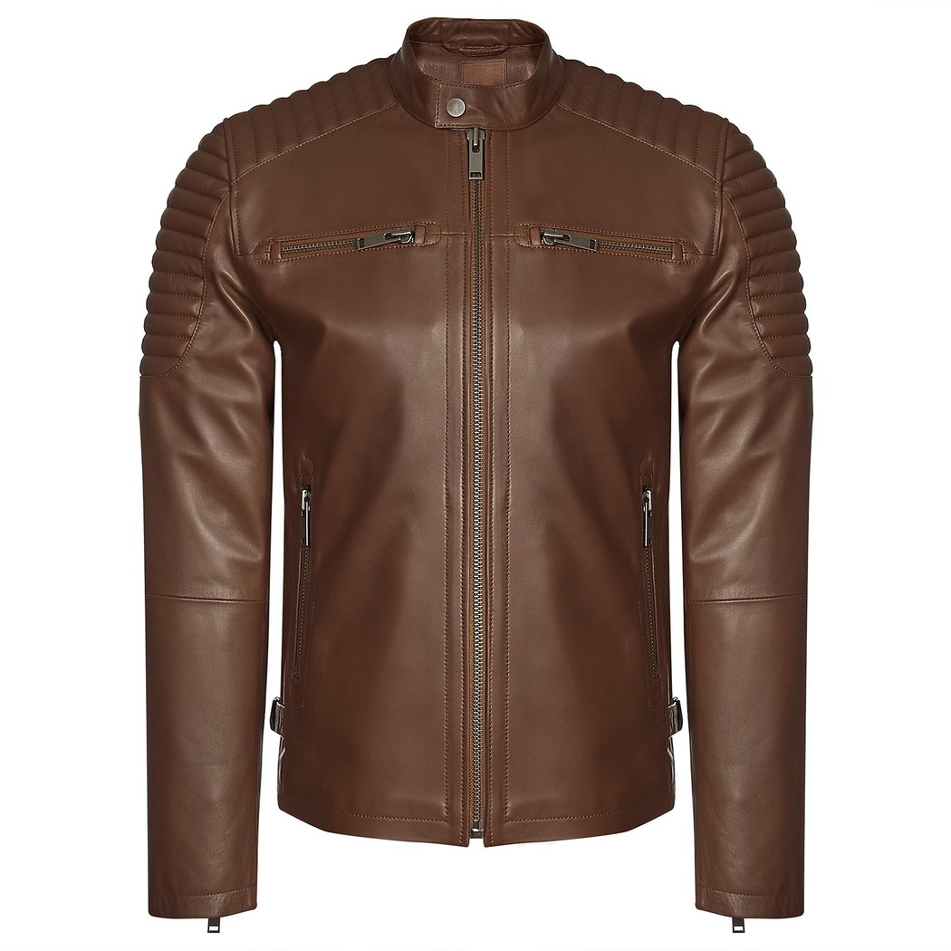 Kahve Barsanofio Erkek Deri Mont