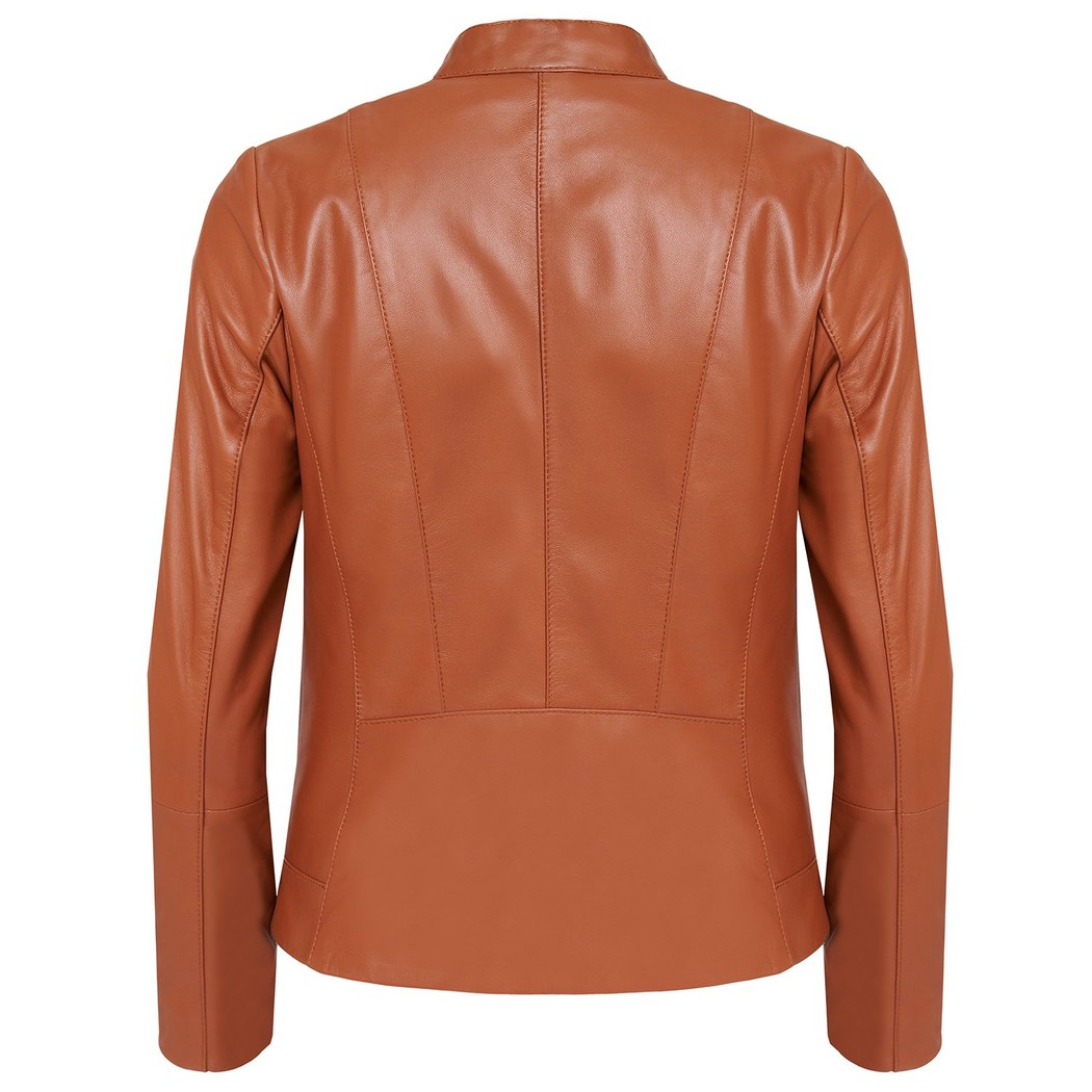 Kahve Bellini Kadın Deri Kısa Mont