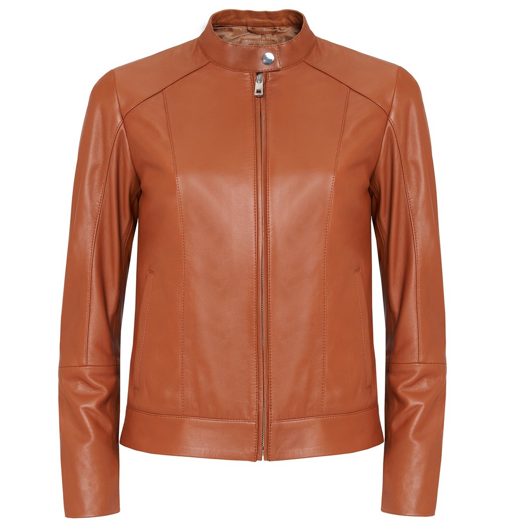 Kahve Bellini Kadın Deri Kısa Mont