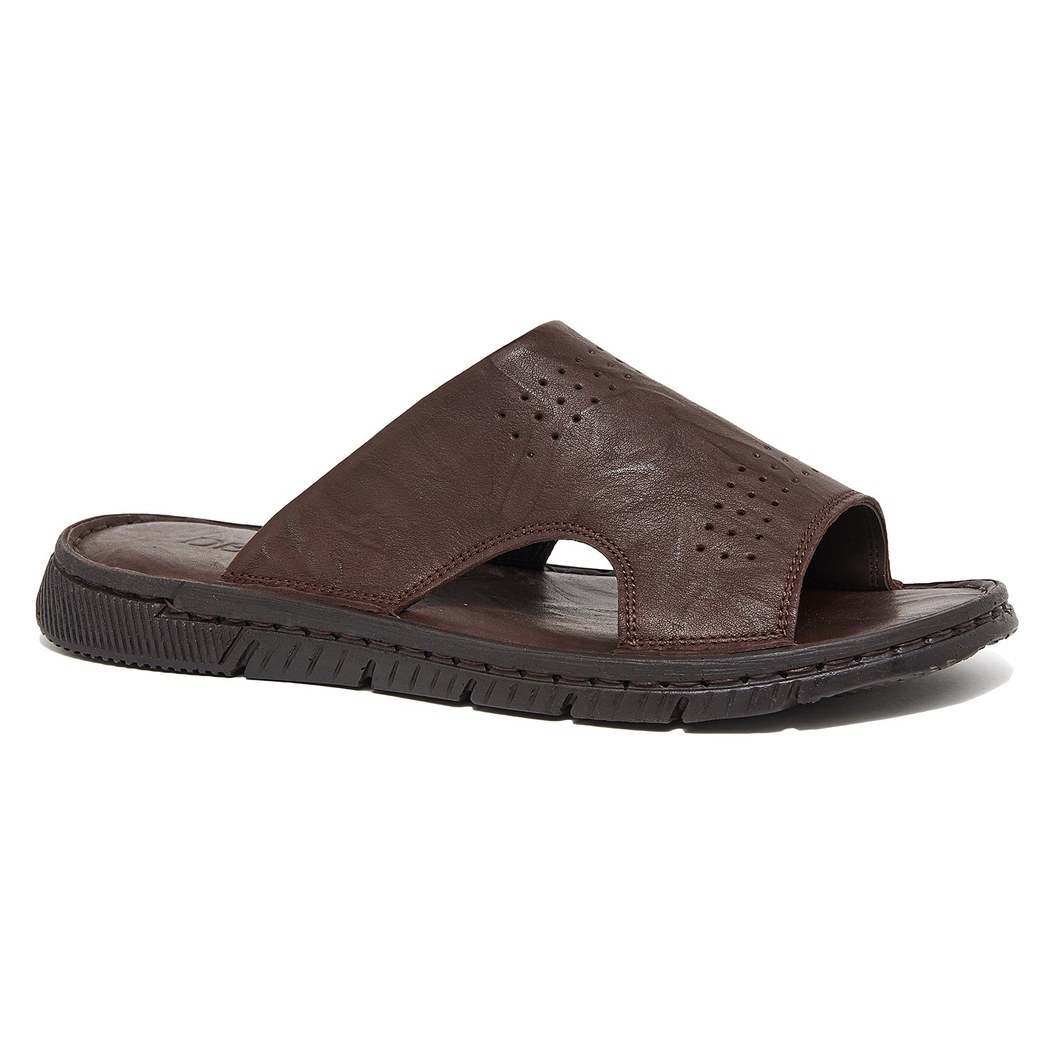 Kahve Brando Erkek Deri Terlik