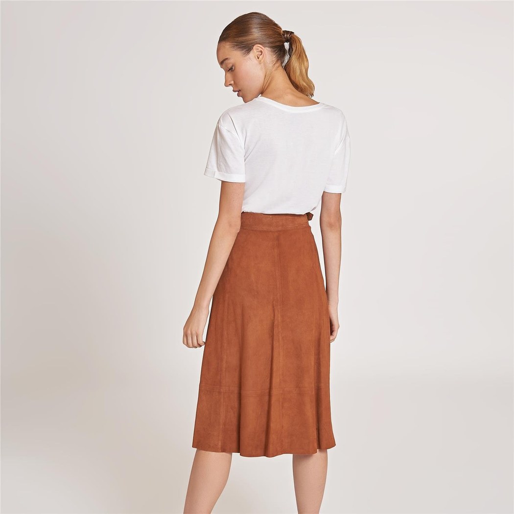 Kahve Carmen Kadın Süet Uzun Etek