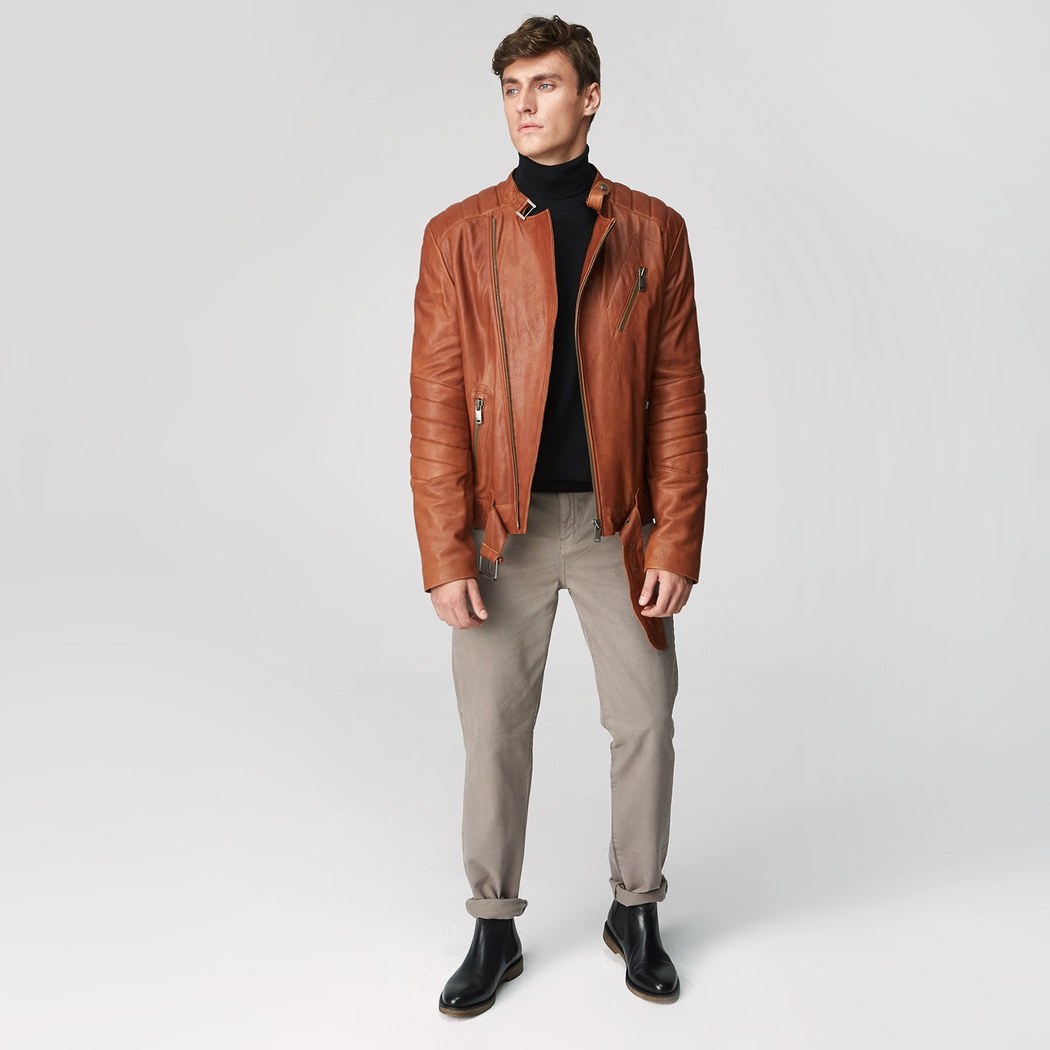 Kahve Colombano Erkek Deri Mont