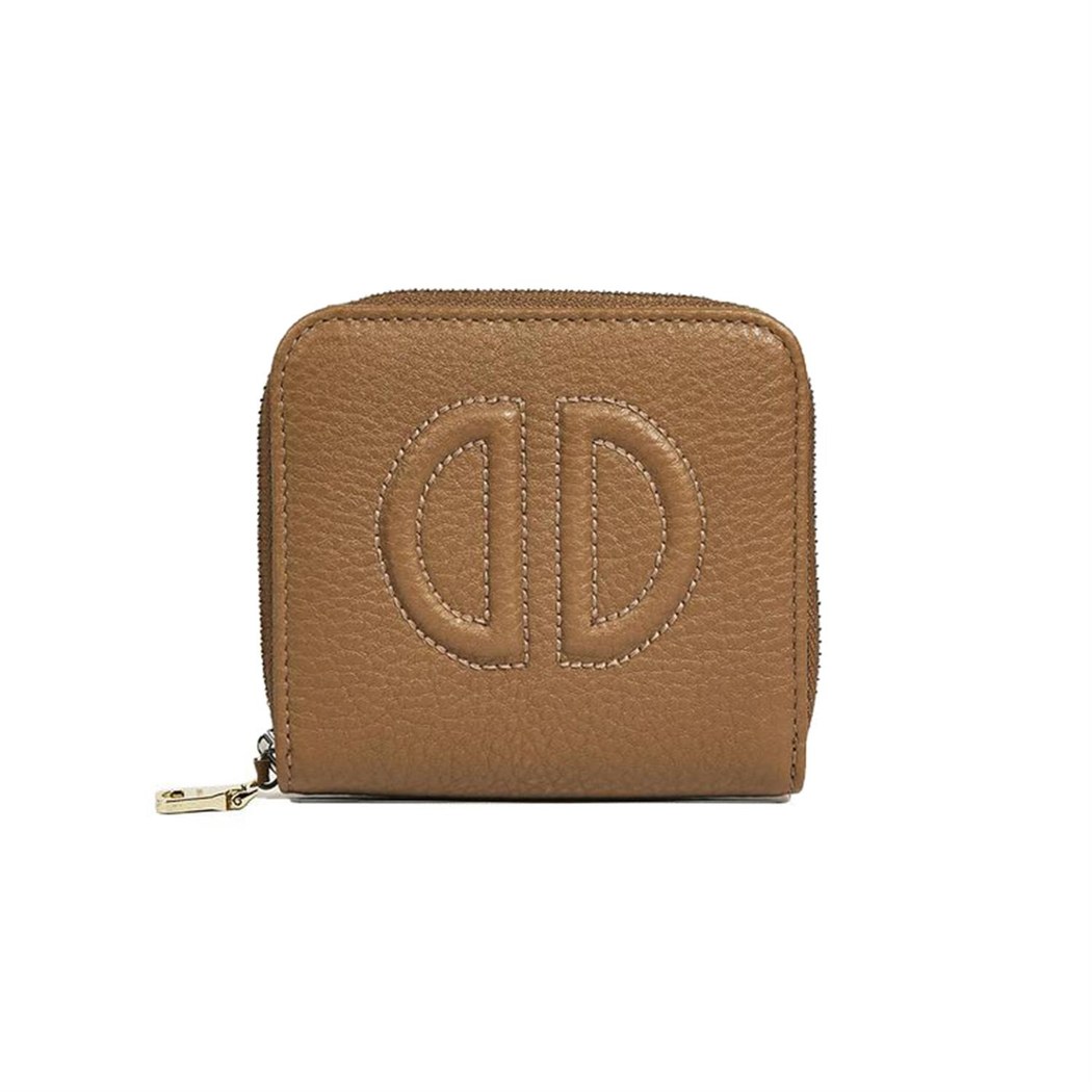 Kahve D Logolu Kadın Deri Cüzdan