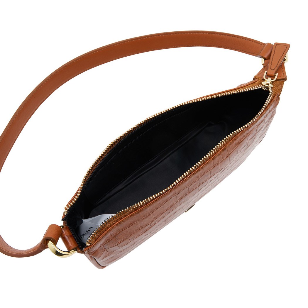 Kahve Dativ Kadın Deri Omuz Askılı Çanta