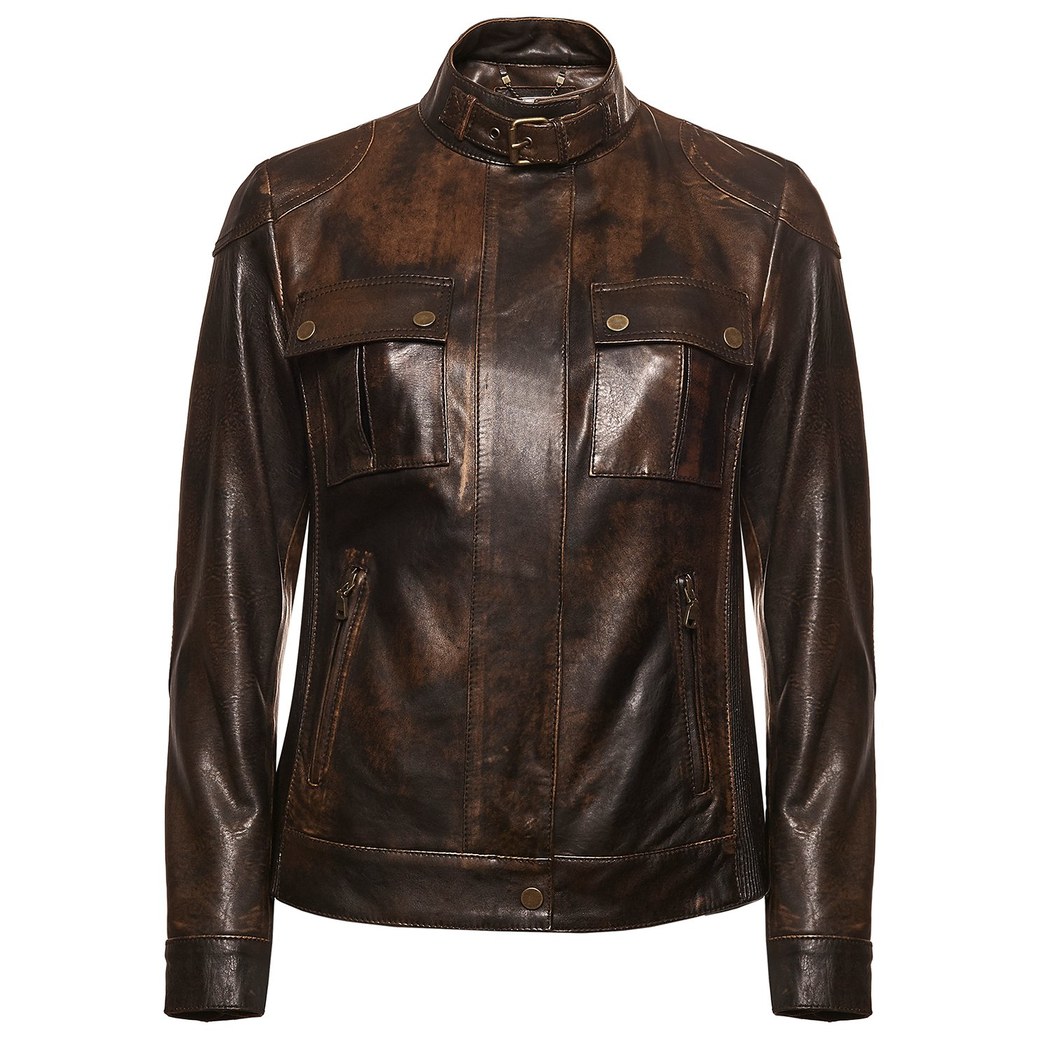 Kahve Ebony Kadın Vintage Deri Mont