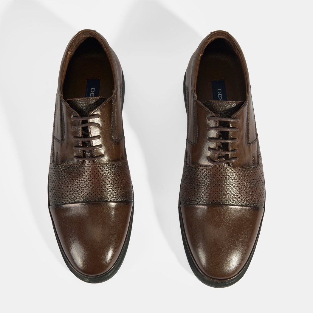 Kahve Erkek Bağcıklı Deri Klasik Ayakkabı