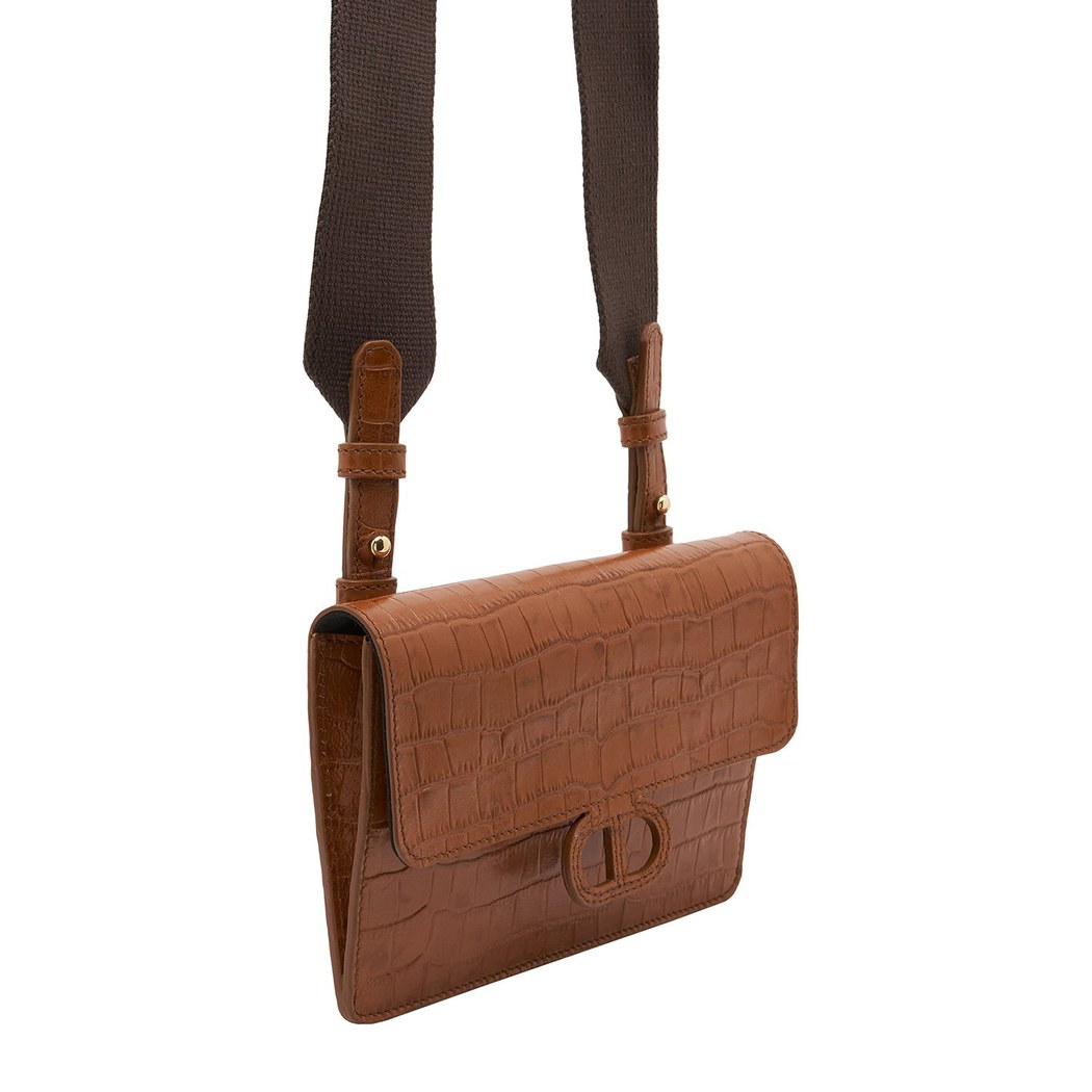 Kahve Fels Kadın Kroko Baskılı Deri Omuz Askılı Çanta