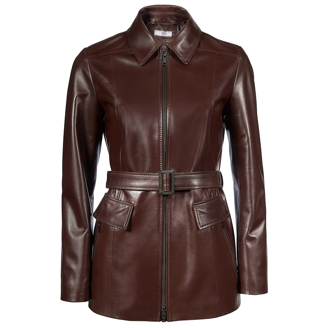 Kahve Giovanna Kadın Deri Kaban