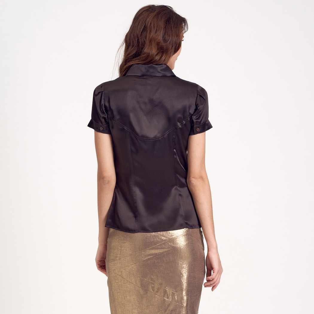 Kahve İpek Kadın Gömlek