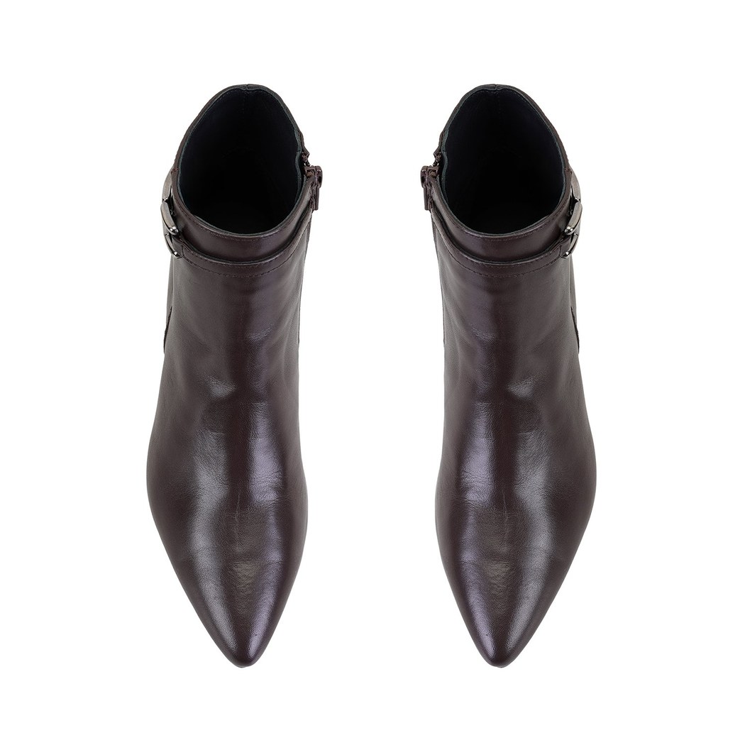 Kahve Kadın DesaComfort Toka Aksesuarlı Topuklu Deri Bot