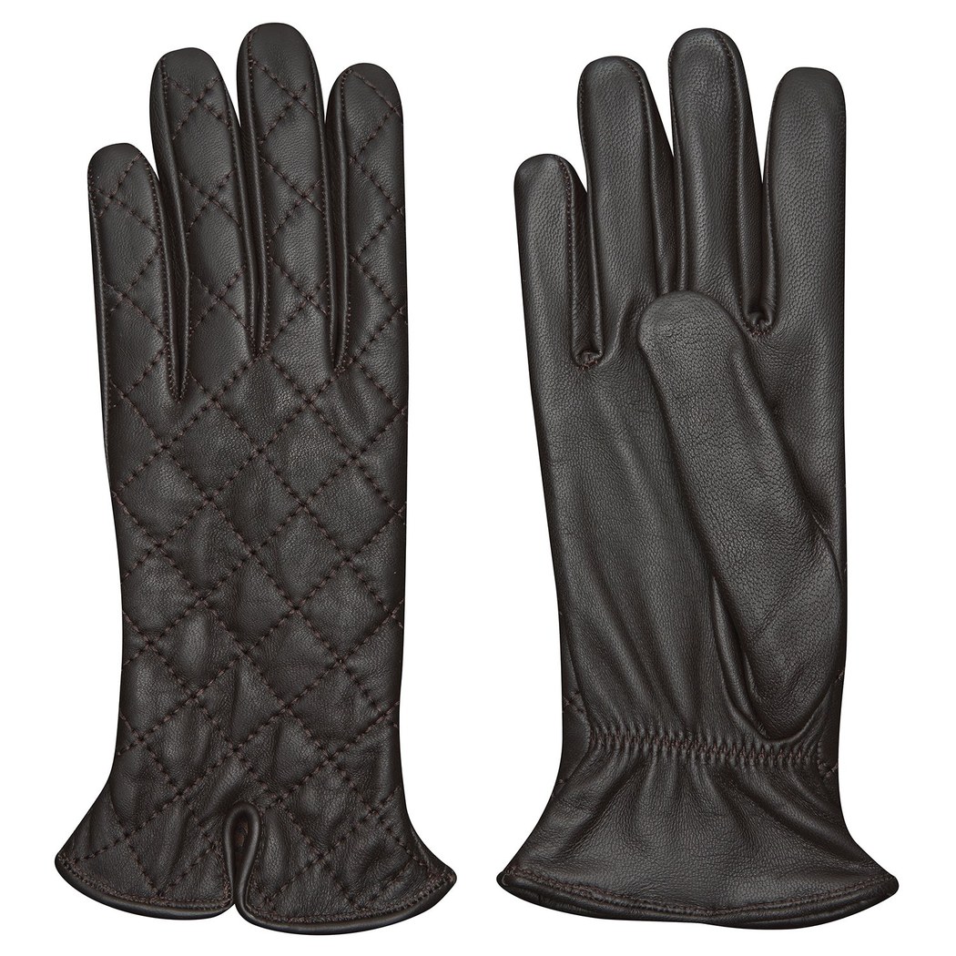 Kahve Kadın Kapitone Deri Eldiven