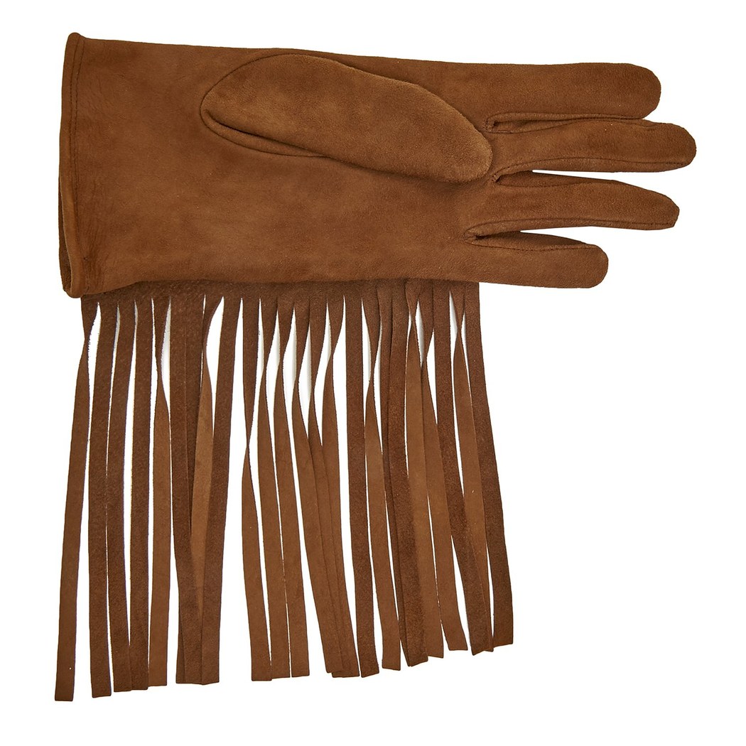 Kahve Kadın Püsküllü Süet Eldiven