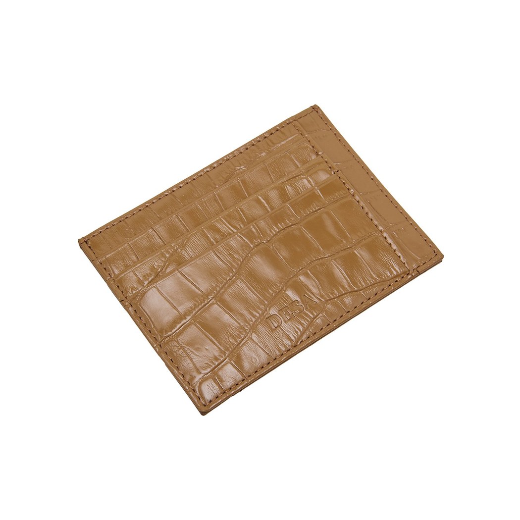 Kahve Kroko Baskılı Deri Kartlık