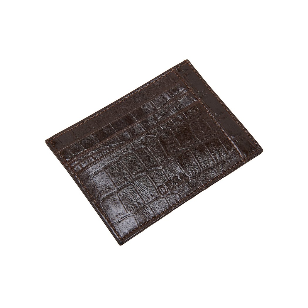 Kahve Kroko Baskılı Deri Kartlık