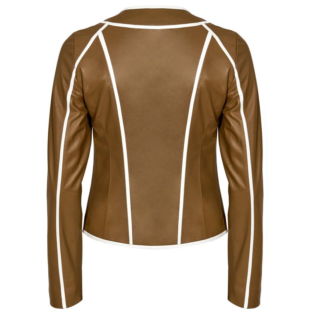 Kahve Leoma Kadın Deri Ceket
