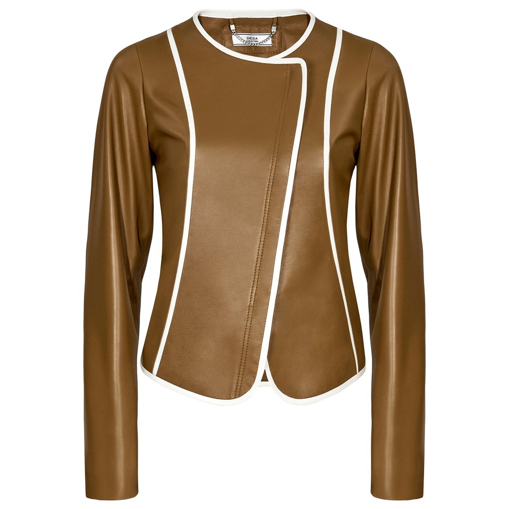 Kahve Leoma Kadın Deri Ceket