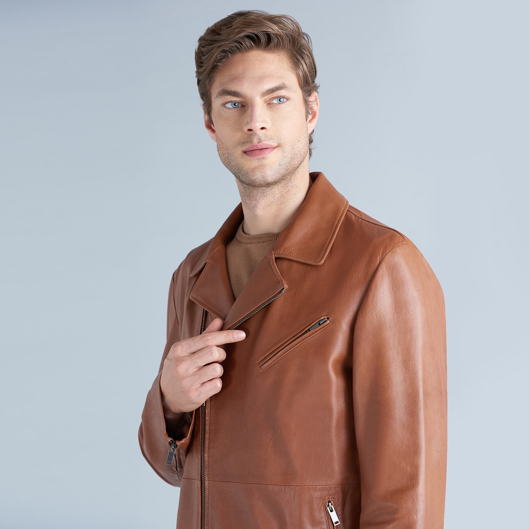 Kahve Luca Erkek Deri Mont