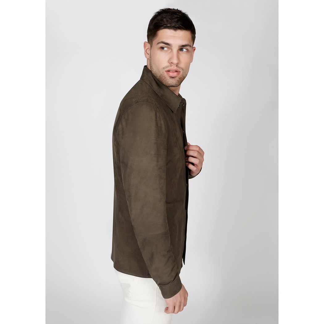 Kahve Meteja Erkek Süet Gömlek
