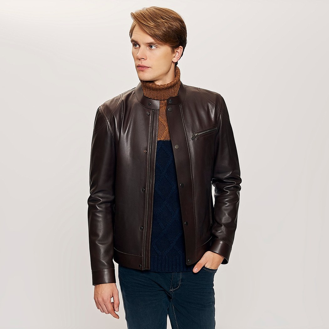 Kahve Silvio Erkek Deri Mont