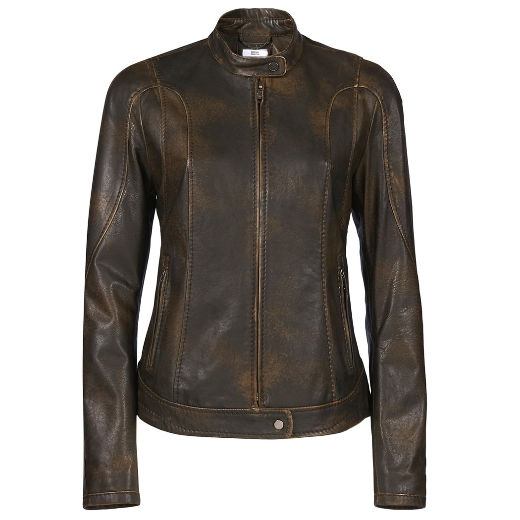 Kahve Tracy Kadın Deri Biker Mont