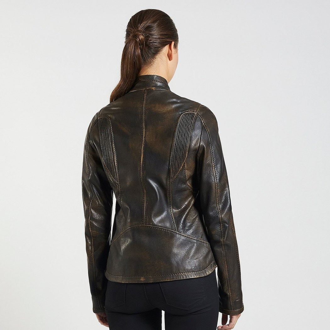 Kahve Tracy Kadın Deri Biker Mont