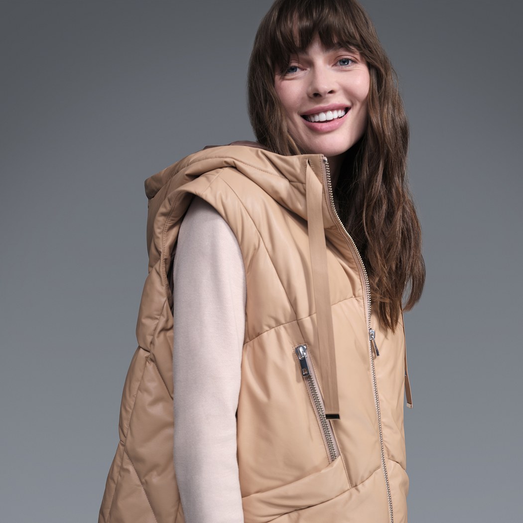 Karen Bej Kadın Puffer Deri Yelek