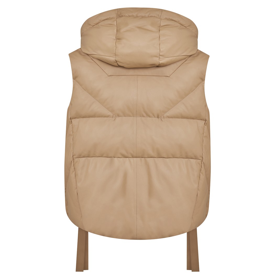 Karen Bej Kadın Puffer Deri Yelek