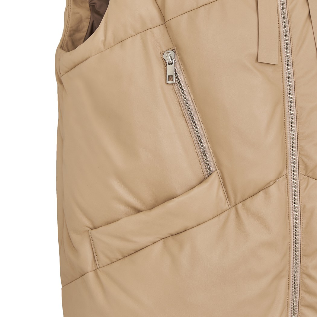 Karen Bej Kadın Puffer Deri Yelek