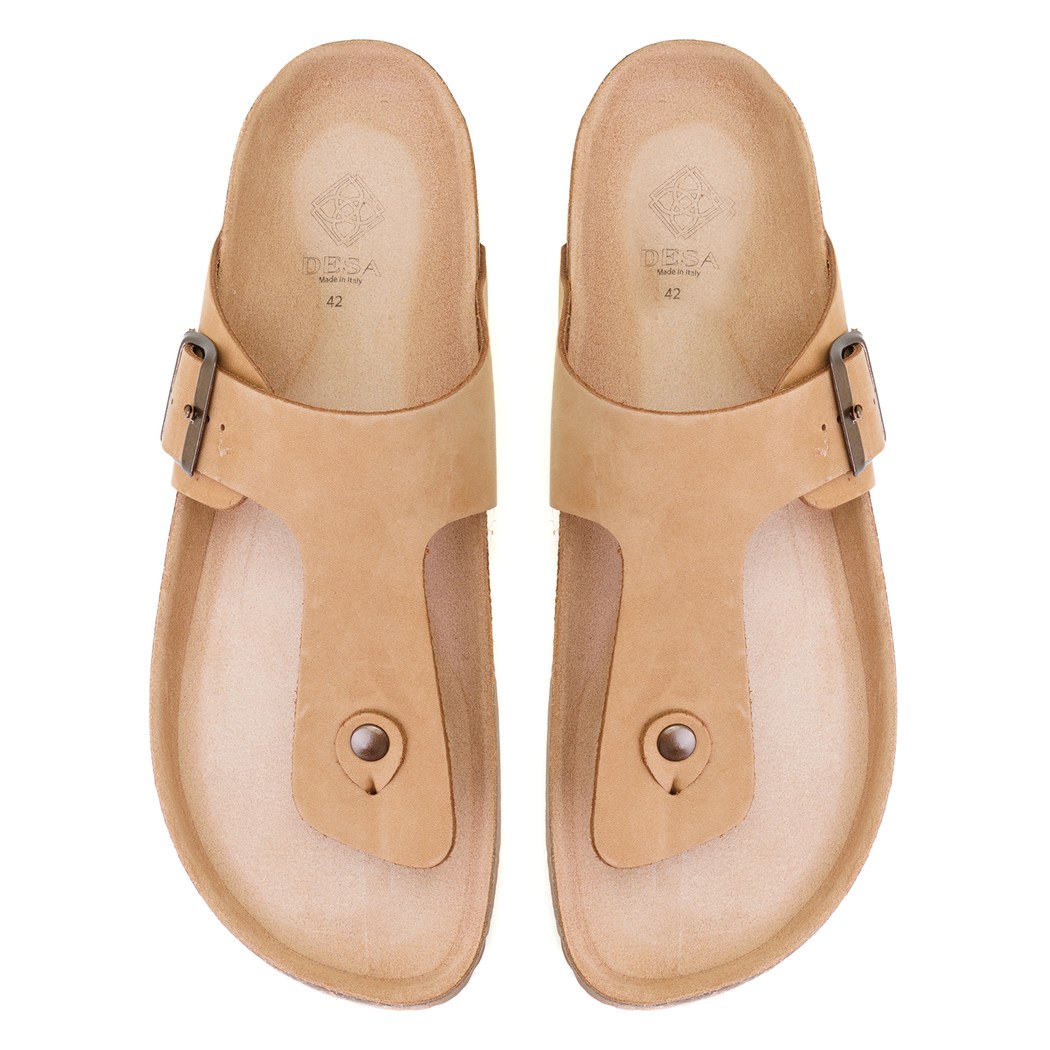 Karen Kahve Erkek Parmak Arası Nubuk Deri Terlik