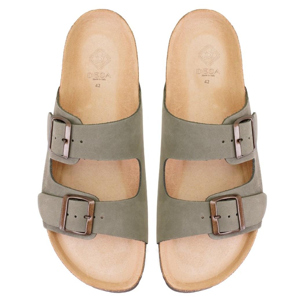 Karina Gri Erkek Ayarlanabilir Tokalı Nubuk Deri Terlik