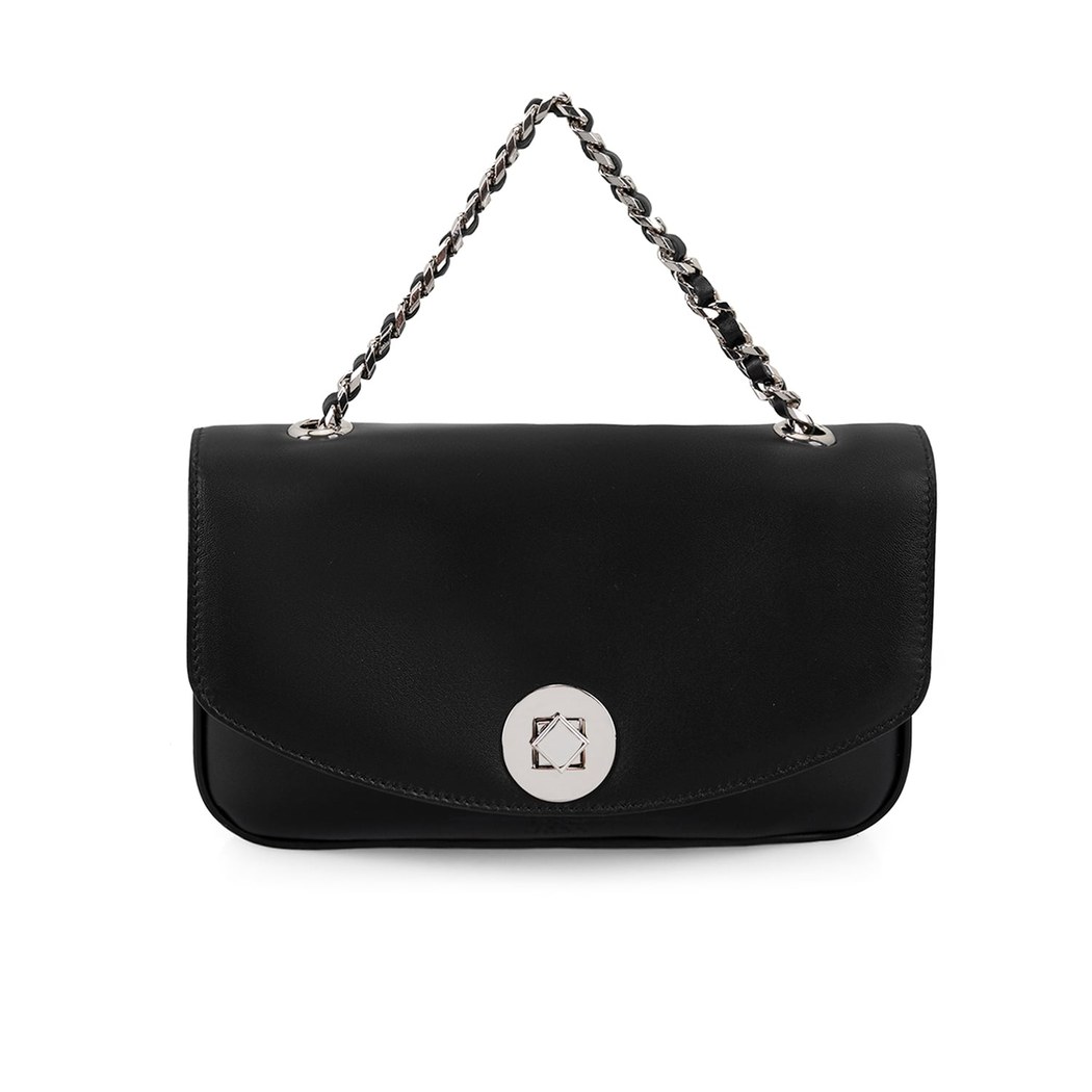 Karla Siyah Kadın Deri Omuz Çantası