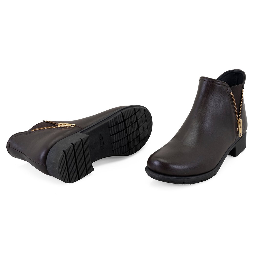 Karlee Kahve Kadın DesaComfort Fermuarlı Deri Bot