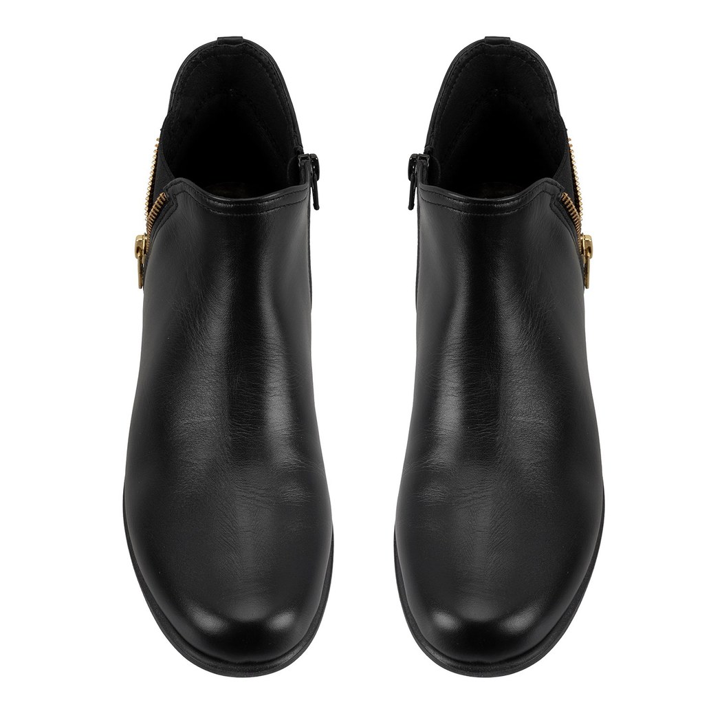 Karlee Siyah Kadın DesaComfort Fermuarlı Deri Bot