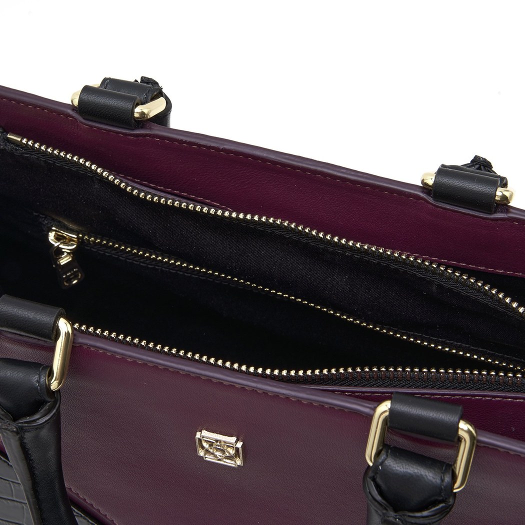 Karmen Siyah Kadın Kroko Baskılı Deri El Çantası