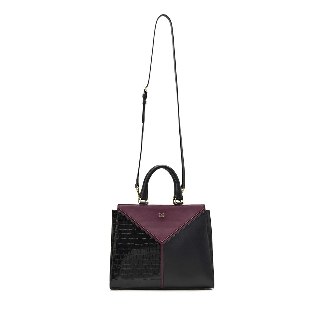 Karmen Siyah Kadın Kroko Baskılı Deri El Çantası