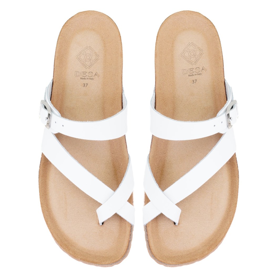 Kathy Beyaz Kadın Parmak Arası Nubuk Deri Terlik