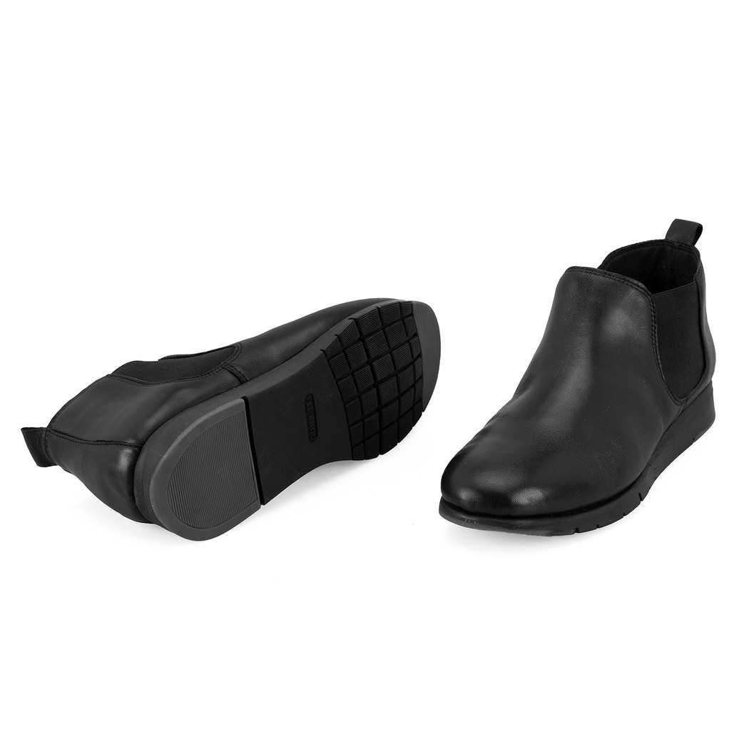 Kayley Siyah Kadın DesaComfort Lastikli Deri Chelsea Bot