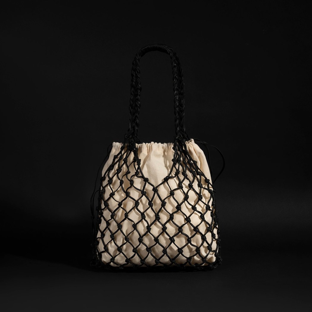 KEDV Mimozalı Deri Örgü Çanta