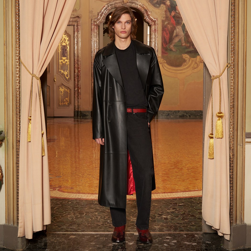 KeinxDesa Siyah Unisex Deri Trençkot