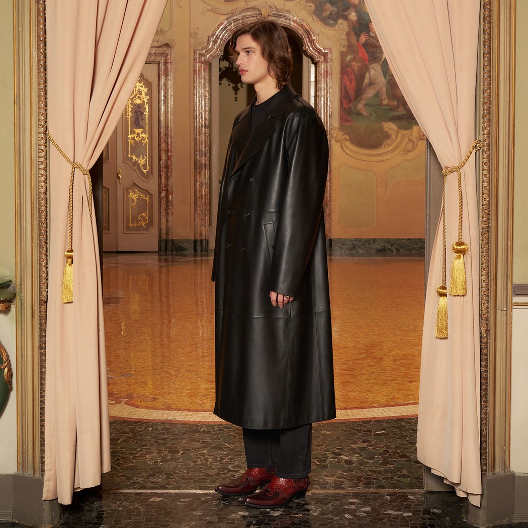 KeinxDesa Siyah Unisex Deri Trençkot