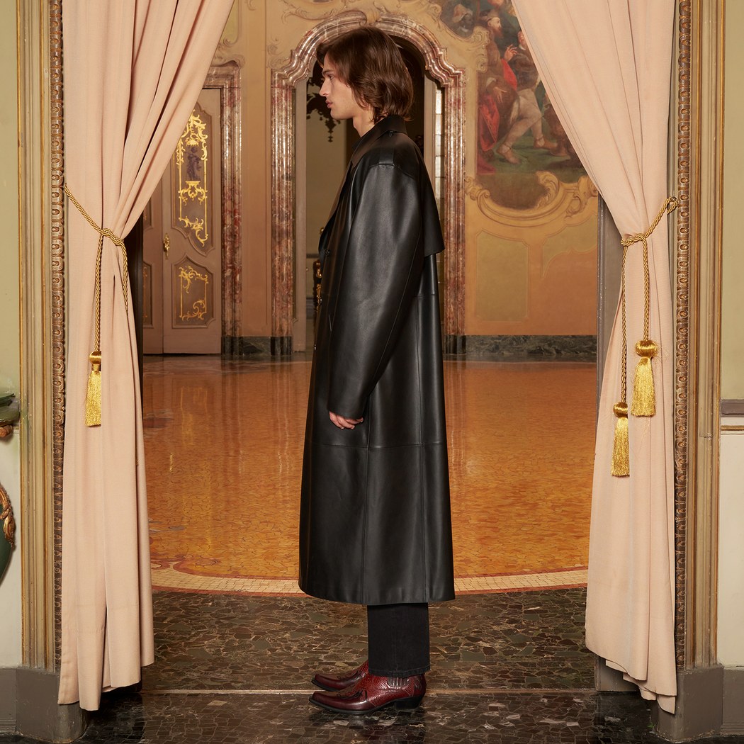 KeinxDesa Siyah Unisex Deri Trençkot