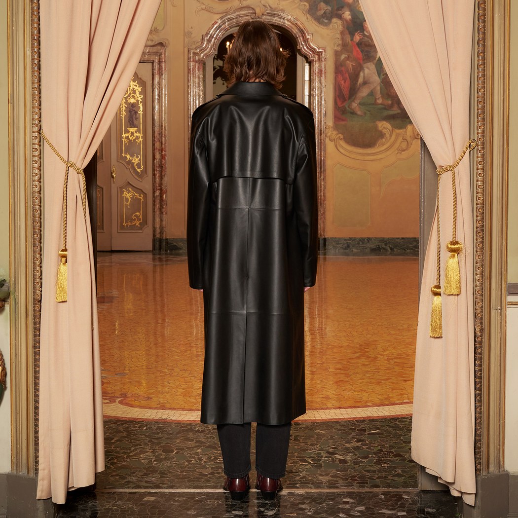 KeinxDesa Siyah Unisex Deri Trençkot